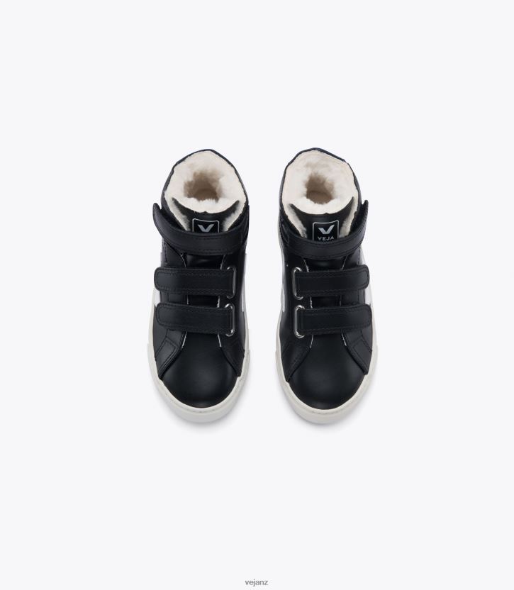 ESPLAR MID FURED LEATHER BLACK COBALT Kids Veja D42FZB320 Shoes