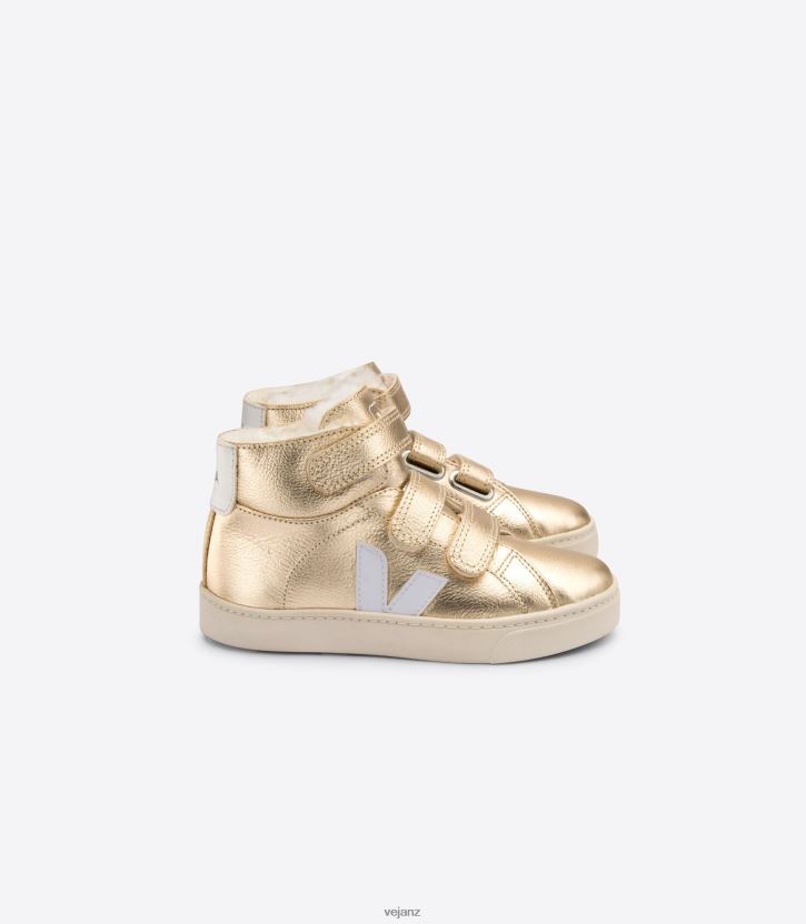 ESPLAR MID FURED LEATHER PLATINE WHITE Kids Veja D42FZB317 Shoes