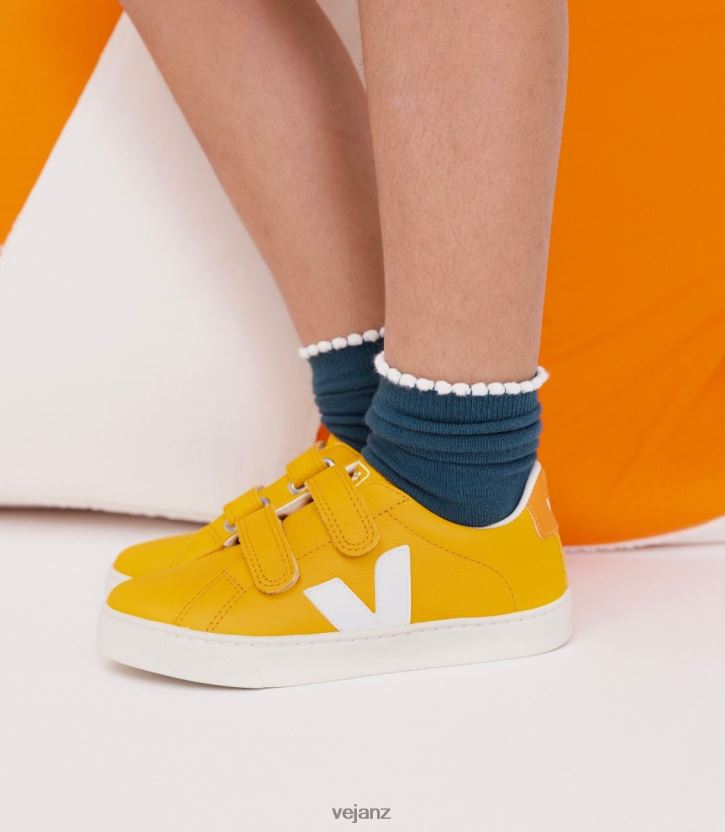 ESPLAR CHROMEFREE LEATHER OURO WHITE Kids Veja D42FZB338 Shoes