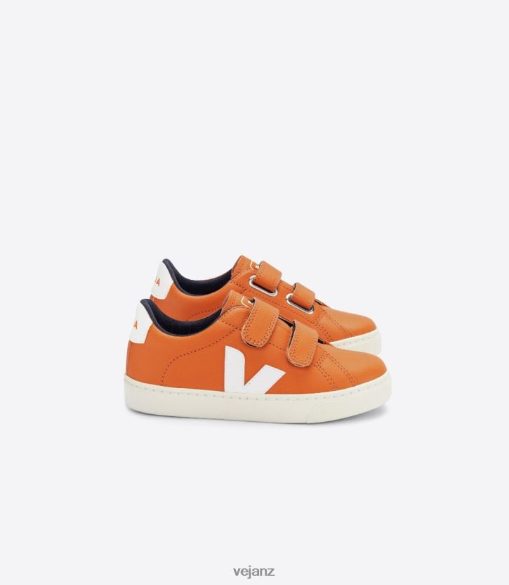 ESPLAR CHROMEFREE LEATHER PUMPKIN WHITE Kids Veja D42FZB333 Shoes