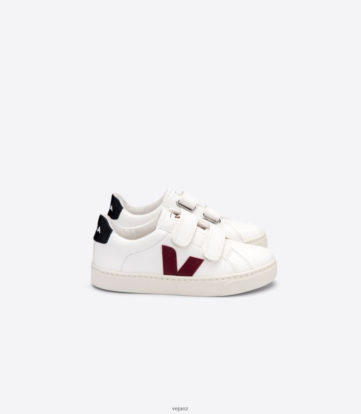 ESPLAR CHROMEFREE LEATHER WHITE MARSALA BLACK Kids Veja D42FZB336 Shoes