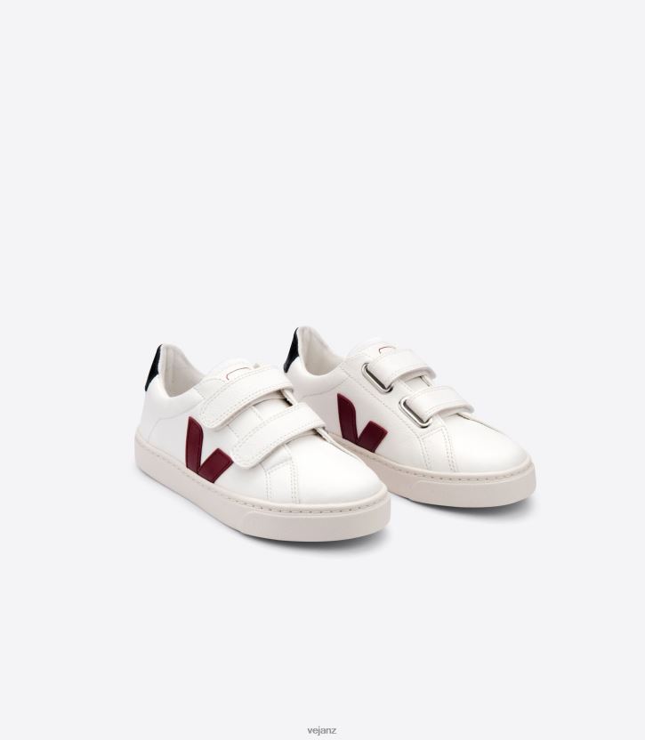 ESPLAR CHROMEFREE LEATHER WHITE MARSALA BLACK Kids Veja D42FZB336 Shoes