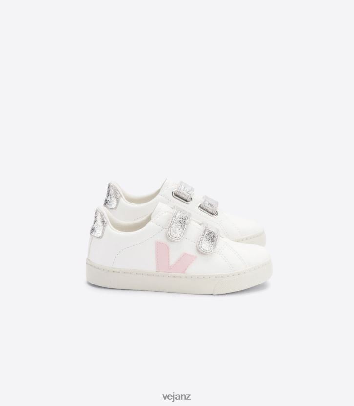 ESPLAR CHROMEFREE LEATHER WHITE PETALE SILVER Kids Veja D42FZB323 Shoes