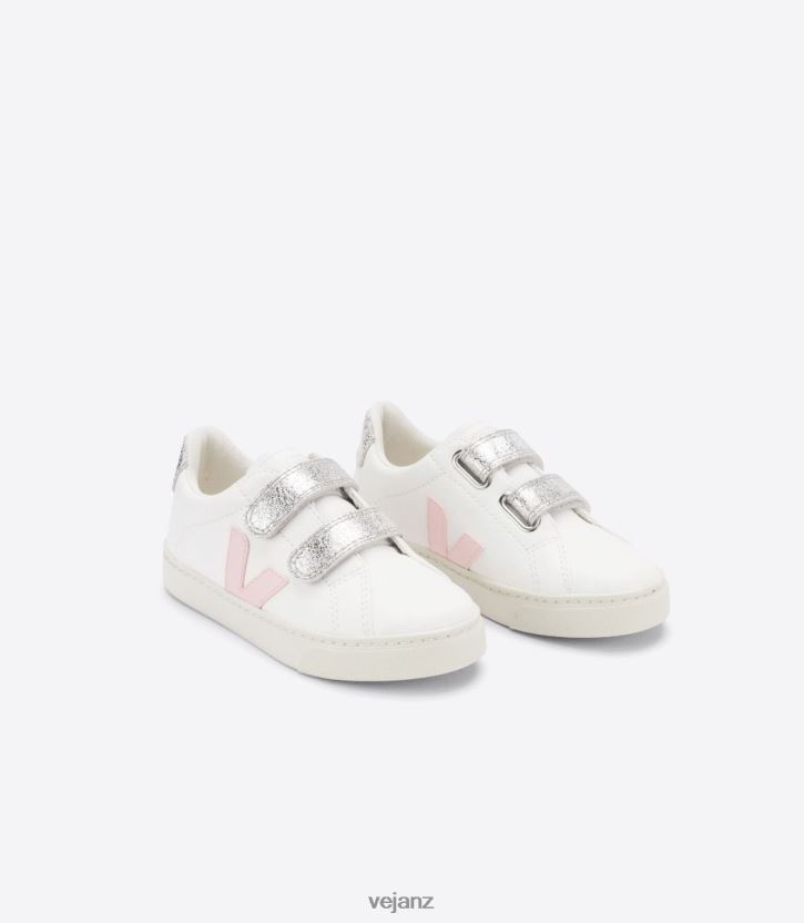 ESPLAR CHROMEFREE LEATHER WHITE PETALE SILVER Kids Veja D42FZB323 Shoes
