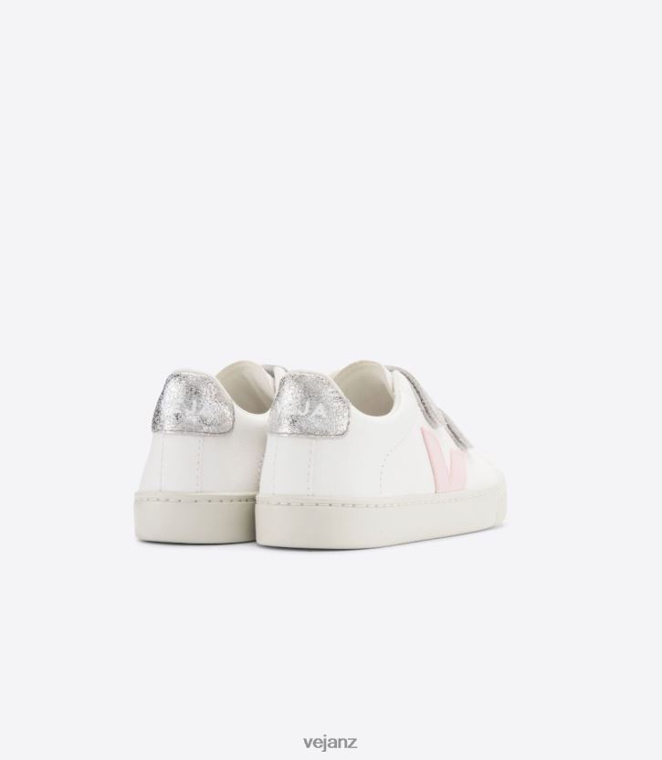 ESPLAR CHROMEFREE LEATHER WHITE PETALE SILVER Kids Veja D42FZB323 Shoes