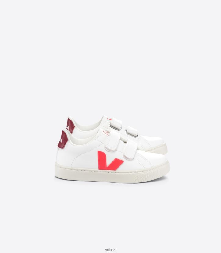 ESPLAR CHROMEFREE LEATHER WHITE ROSE FLUO MARSALA Kids Veja D42FZB322 Shoes