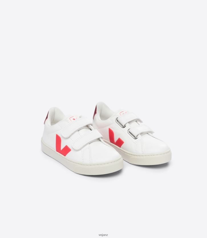 ESPLAR CHROMEFREE LEATHER WHITE ROSE FLUO MARSALA Kids Veja D42FZB322 Shoes