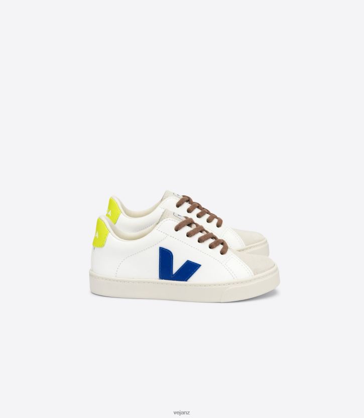 ESPLAR LACES CHROMEFREE LEATHER WHITE INDIGO JAUNE FLUO Kids Veja D42FZB341 Shoes