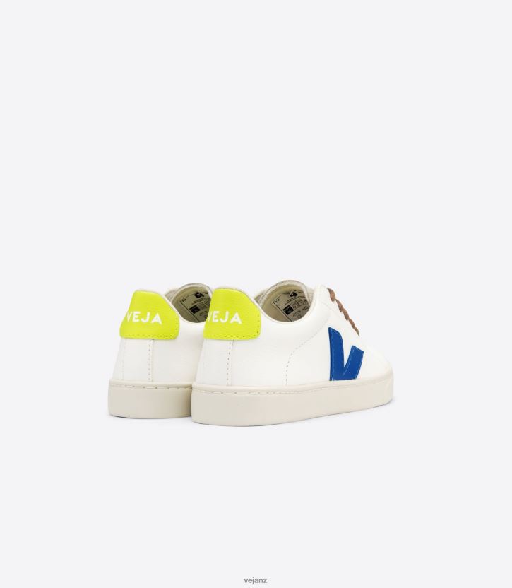 ESPLAR LACES CHROMEFREE LEATHER WHITE INDIGO JAUNE FLUO Kids Veja D42FZB341 Shoes