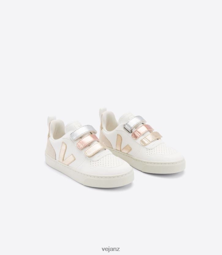 V-10 CHROMEFREE LEATHER MULTICO WHITE SHINY Kids Veja D42FZB355 Shoes