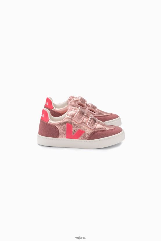 V-12 CHROMEFREE LEATHER NACRE ROSE FLUO Kids Veja D42FZB306 Shoes