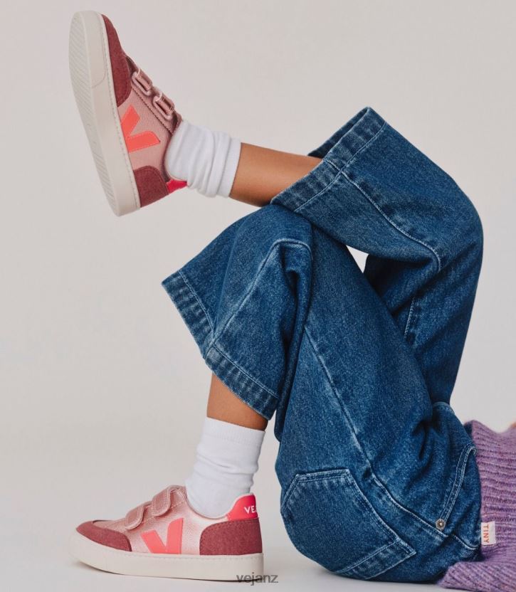 V-12 CHROMEFREE LEATHER NACRE ROSE FLUO Kids Veja D42FZB306 Shoes